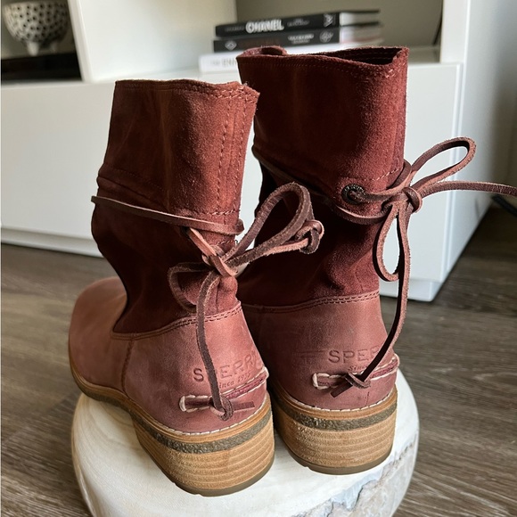 Sperry Maya Ronan Mid Calf Slouchy Leather Boot in Rust 7 - Picture 9 of 15